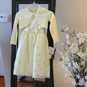 Youngland Girls' 2-Pc Size  6x Yellow Dress, NWT